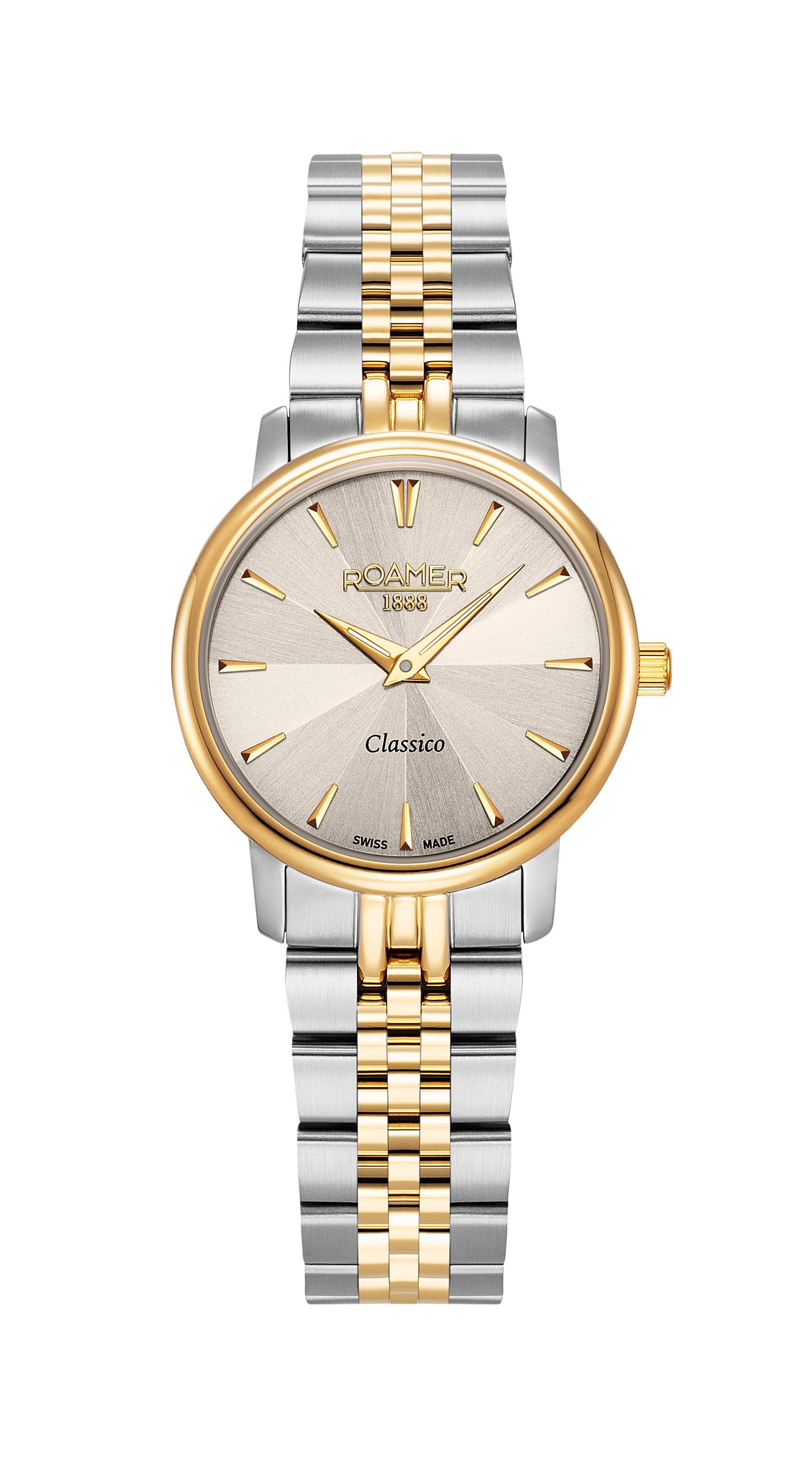 Classico Ladies 30mm Quartz Two-Hand Grey Sunray Dial Two-Tone Bracelet Sapphire glass Stainless Steel swiss watch