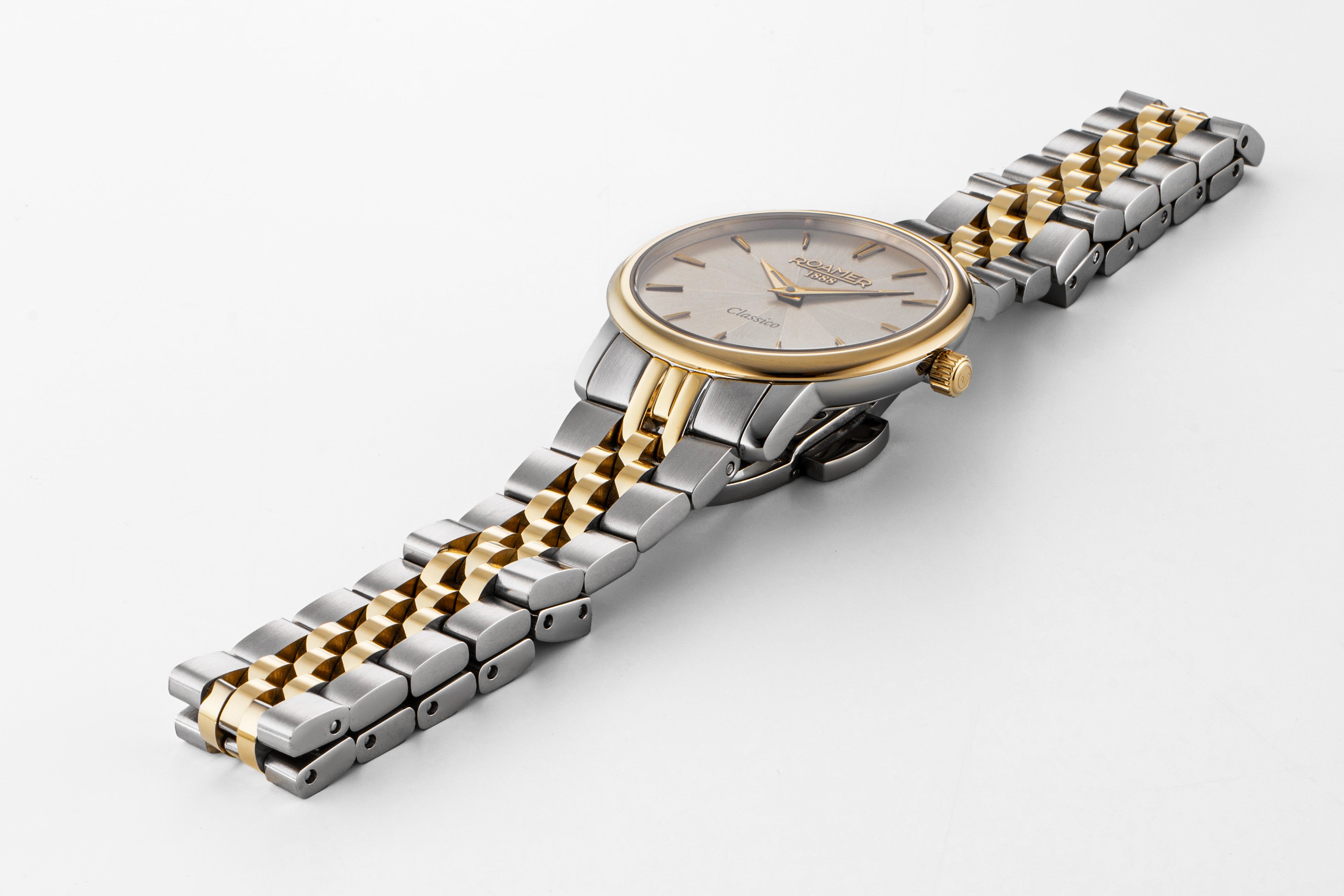Classico Ladies 30mm Quartz Two-Hand Grey Sunray Dial Two-Tone Bracelet Sapphire glass Stainless Steel swiss watch