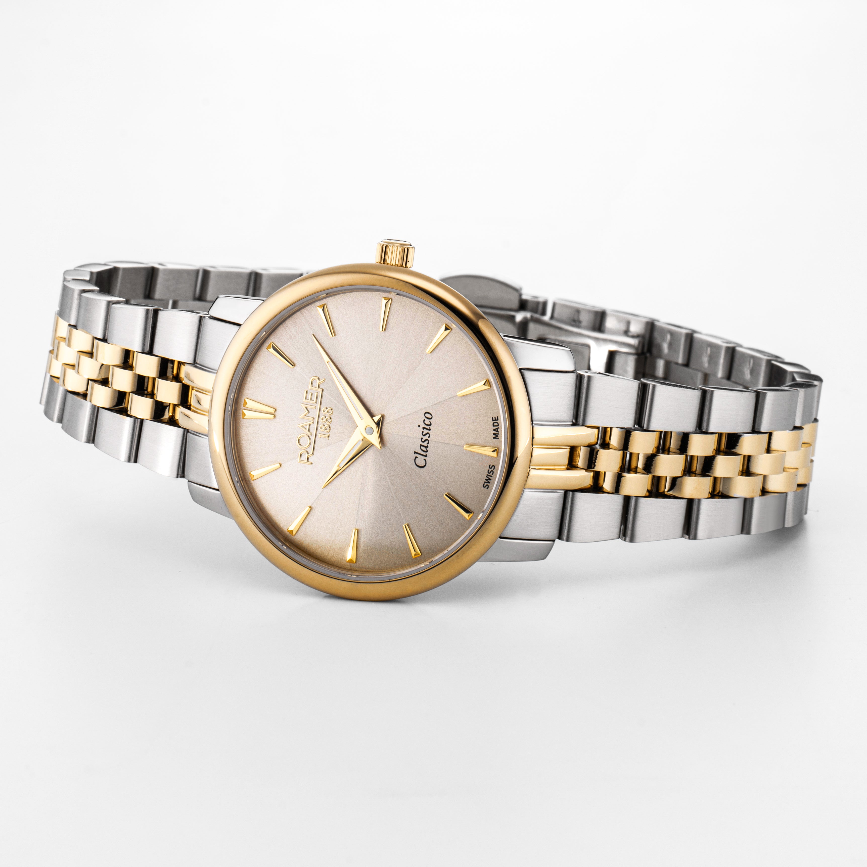 Classico Ladies 30mm Quartz Two-Hand Grey Sunray Dial Two-Tone Bracelet Sapphire glass Stainless Steel swiss watch