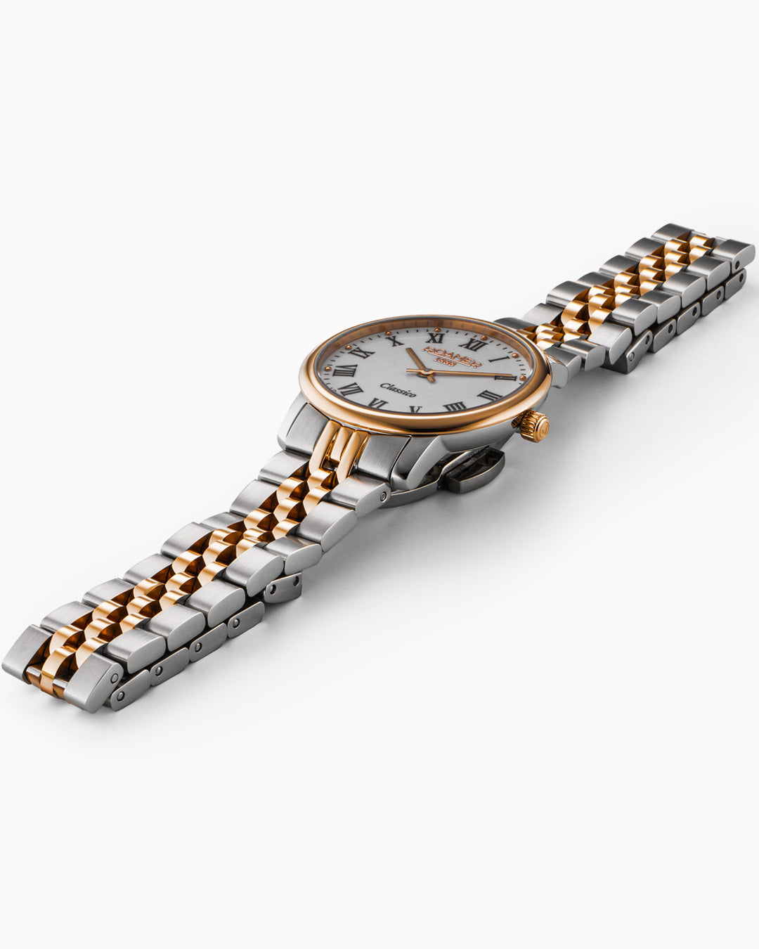 Classico Ladies 30mm Quartz Two-Hand White Dial RoseGold-Silver Tone Bracelet Sapphire glass Stainless Steel swiss watch