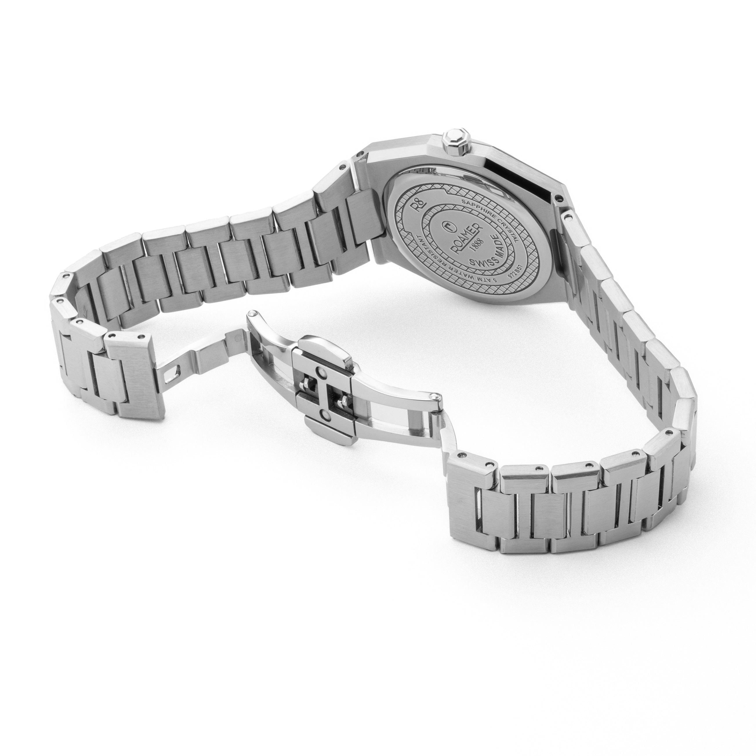 R8 Ladies 32.5mm Quartz Two-Hand Date Light Blue Sunray Dial Silver Bracelet Sapphire glass Stainless Steel swiss watch