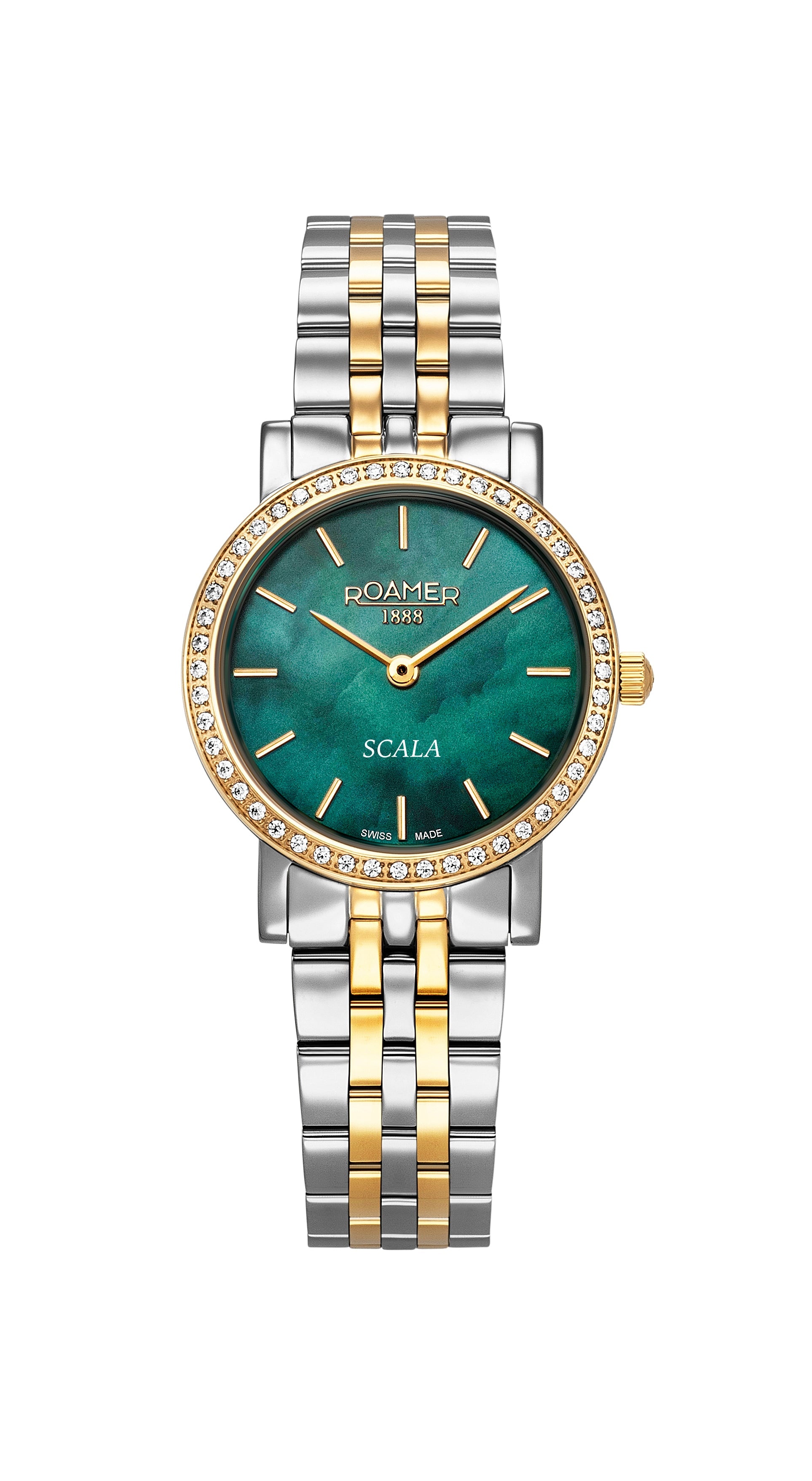 Scala 28 mm Quartz Two-Hand Green Dial Two-Tone Bracelet Sapphire glass Stainless Steel swiss watch
