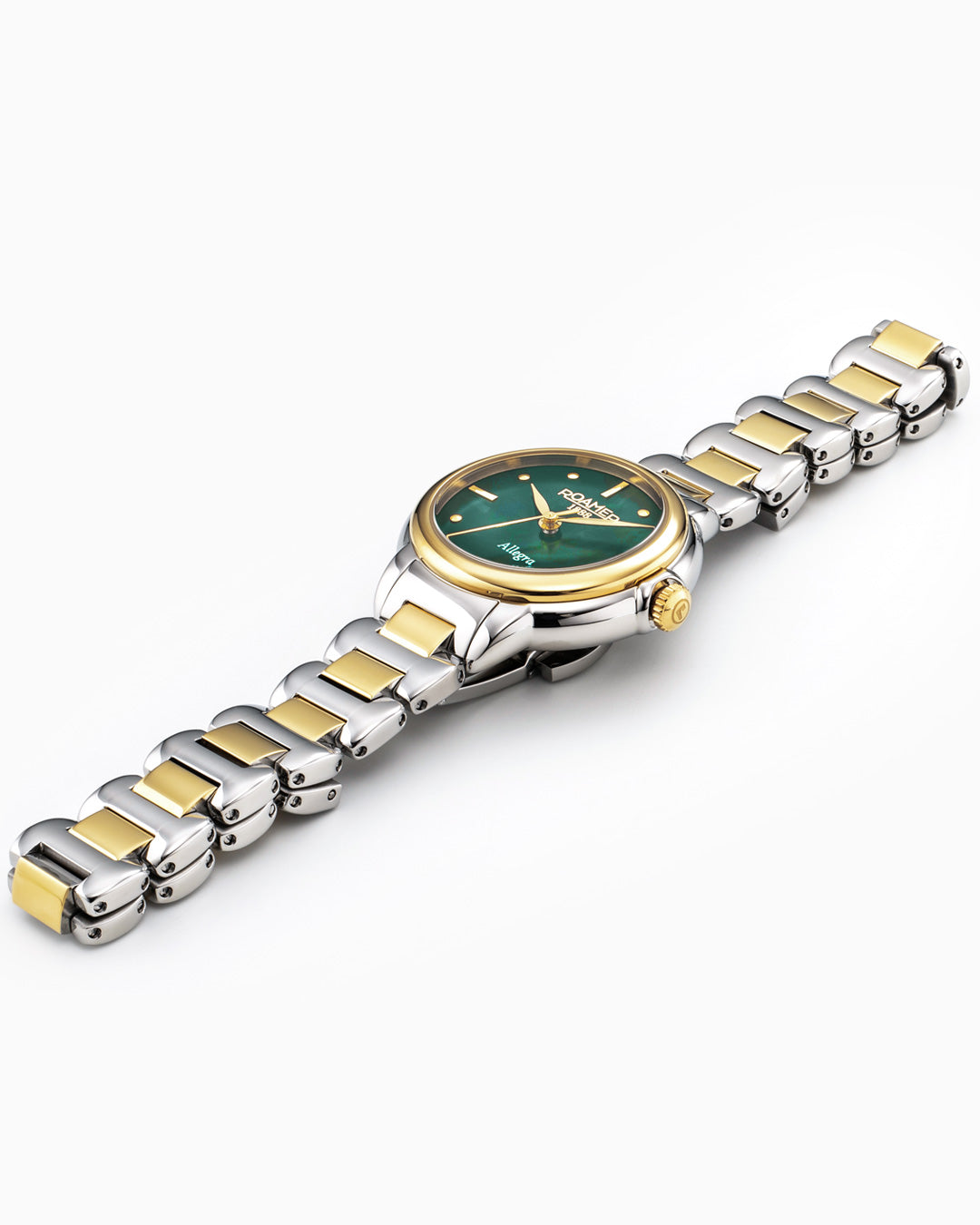 Allegra 32mm Quartz Three-Hand Green Mop Dial Two-Tone Bracelet Sapphire glass Stainless Steel swiss watch
