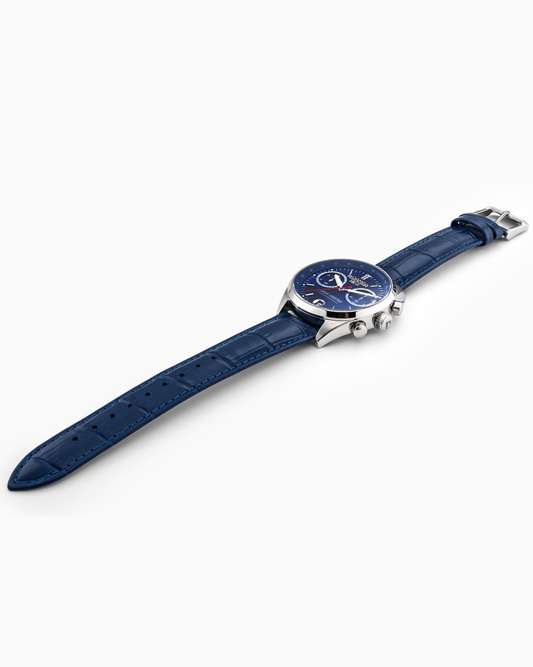 Gran Sportivo 41.5mm Quartz Chronograph Date Blue Sunray Dial Silver Bracelet Blue Leather Strap Set Sapphire antireflection glass Stainless Steel swiss watch