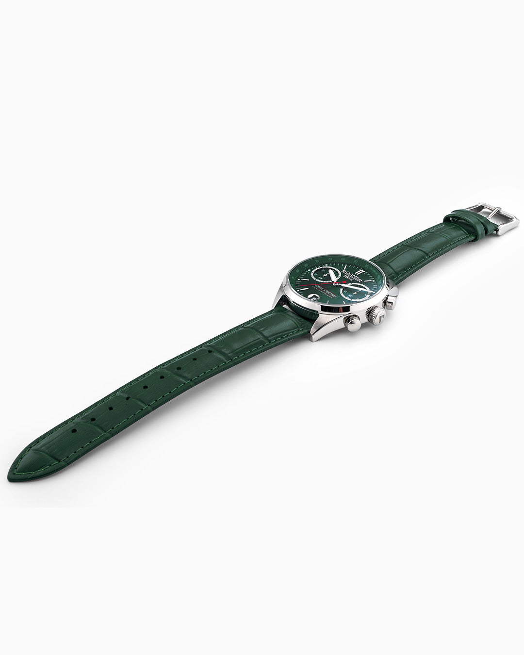Gran Sportivo 41.5mm Quartz Chronograph Date Green Sunray Dial Silver Bracelet Green Leather Strap Set Sapphire antireflection glass Stainless Steel swiss watch
