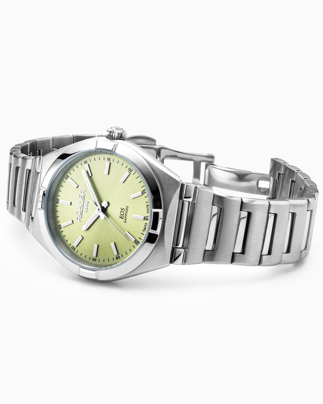 EOS Classic 34mm Quartz Three-Hand Lightgreen Dial Silver Bracelet Sapphire glass Stainless Steel swiss watch