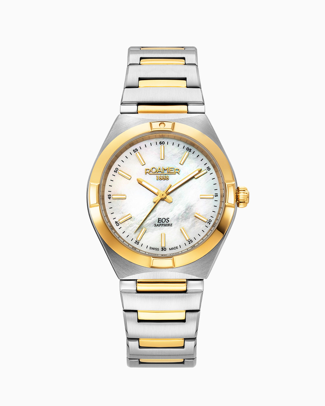 EOS Classic 34mm Quartz Three-Hand White MOP Dial Two-Tone Bracelet Sapphire glass Stainless Steel swiss watch