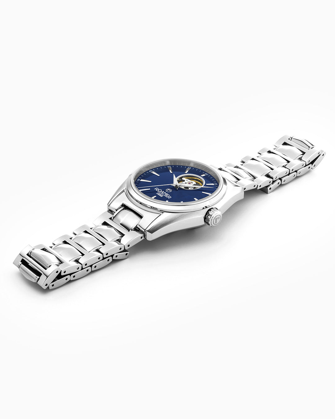 Searock Master 42 mm Automatic Three-Hand Date Blue Sunray Dial Silver Bracelet Sapphire antireflection glass Stainless Steel swiss watch