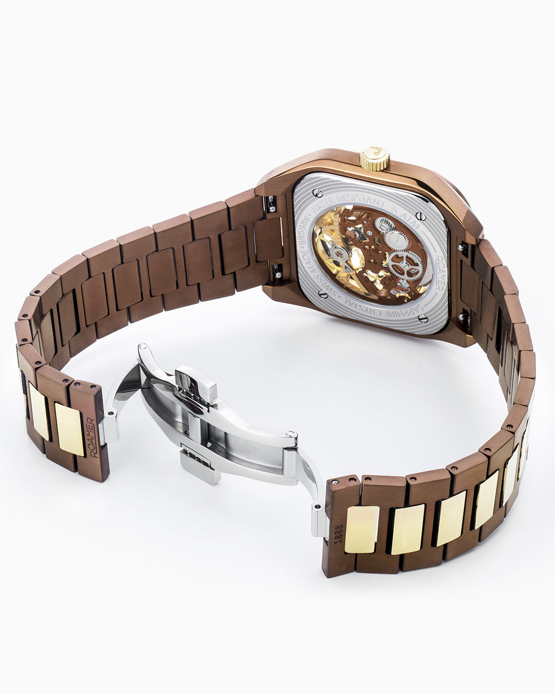 Mechano 42 mm Hand-Winding Three-Hand Brown + Gold Bracelet Leather Strap Set Sapphire antireflection glass Stainless Steel swiss watch