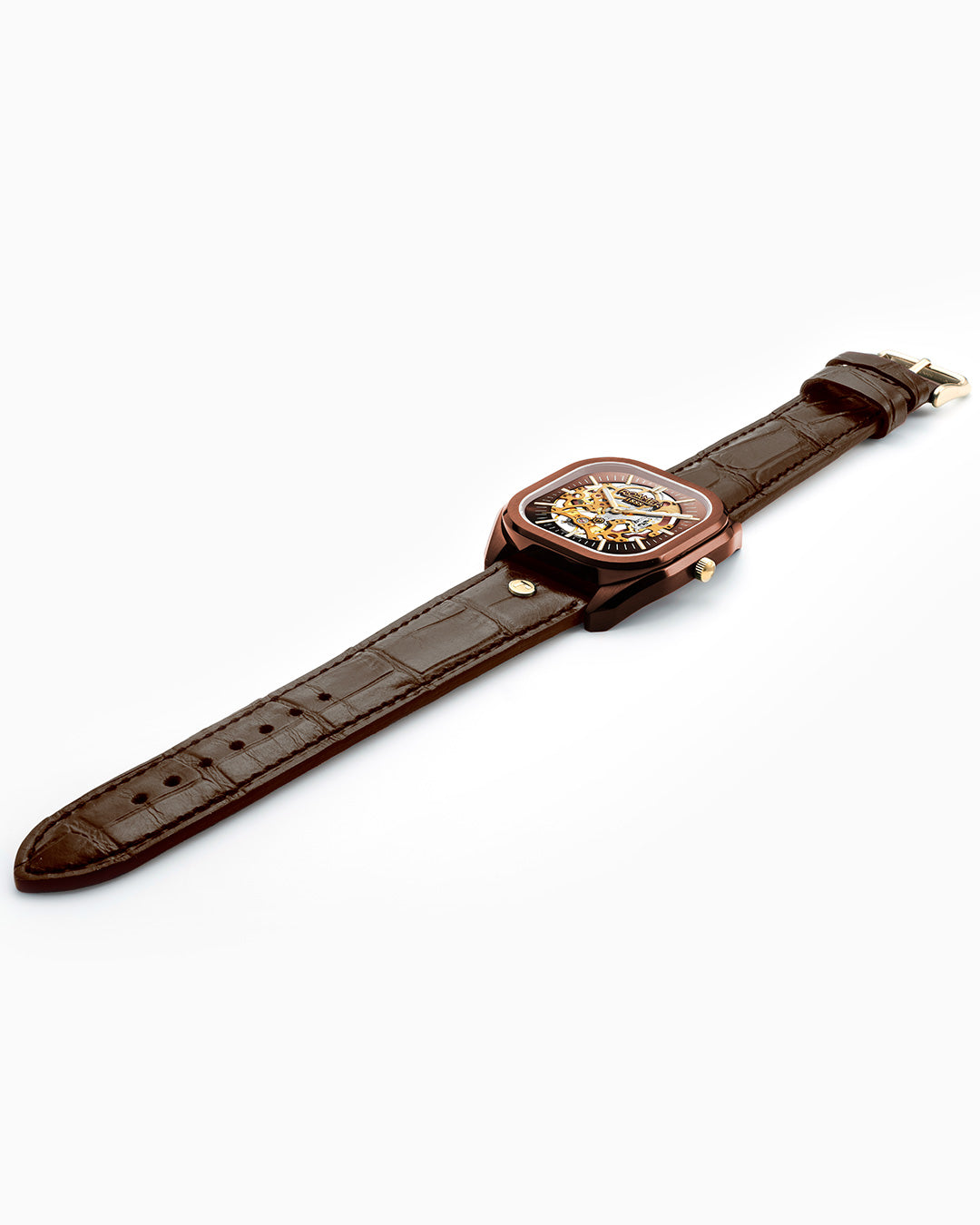 Mechano 42 mm Hand-Winding Three-Hand Brown + Gold Bracelet Leather Strap Set Sapphire antireflection glass Stainless Steel swiss watch