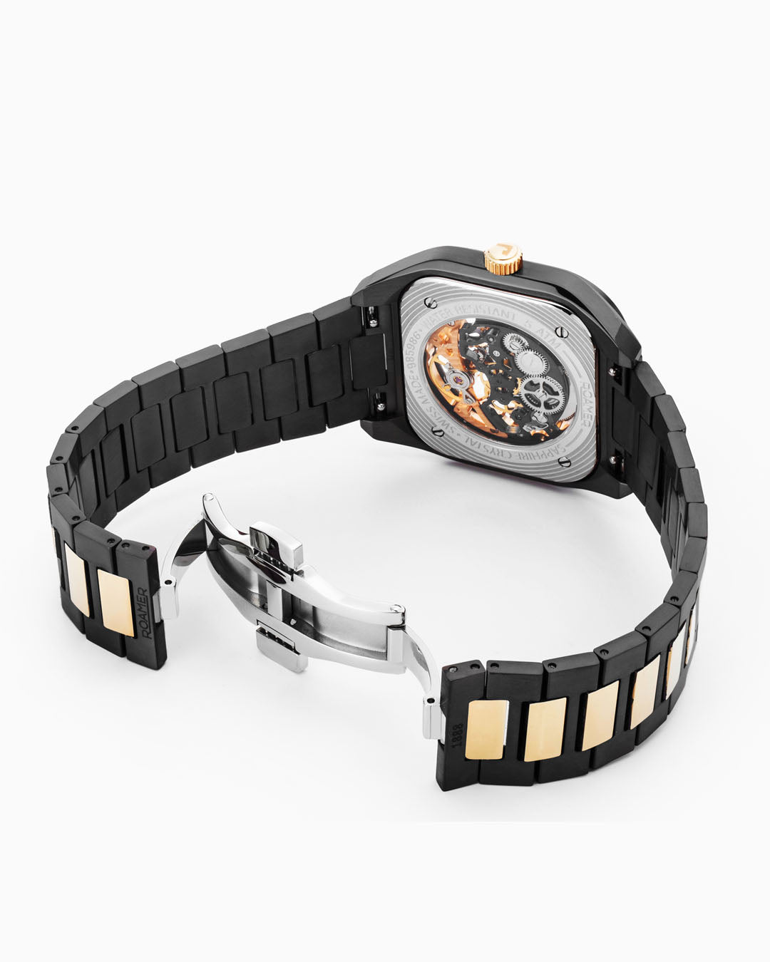 Mechano 42 mm Automatic Three-Hand Black + Gold Bracelet Sapphire antireflection glass Stainless Steel swiss watch