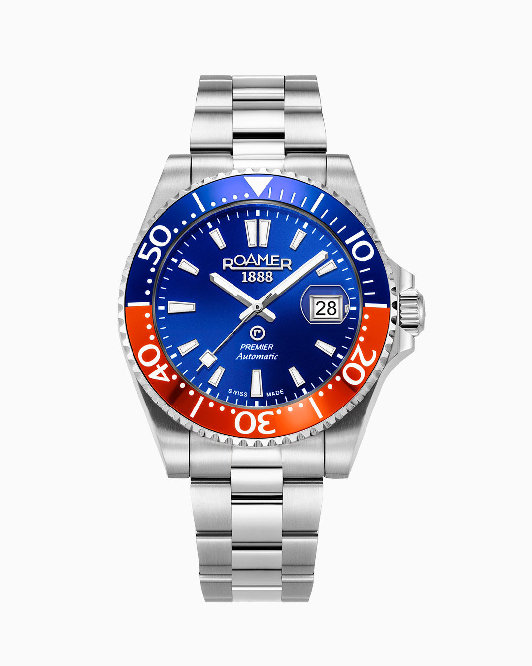 Premier 42 mm Automatic Three-Hand Date Blue Sunray Dial Silver Bracelet Sapphire glass Stainless Steel swiss watch