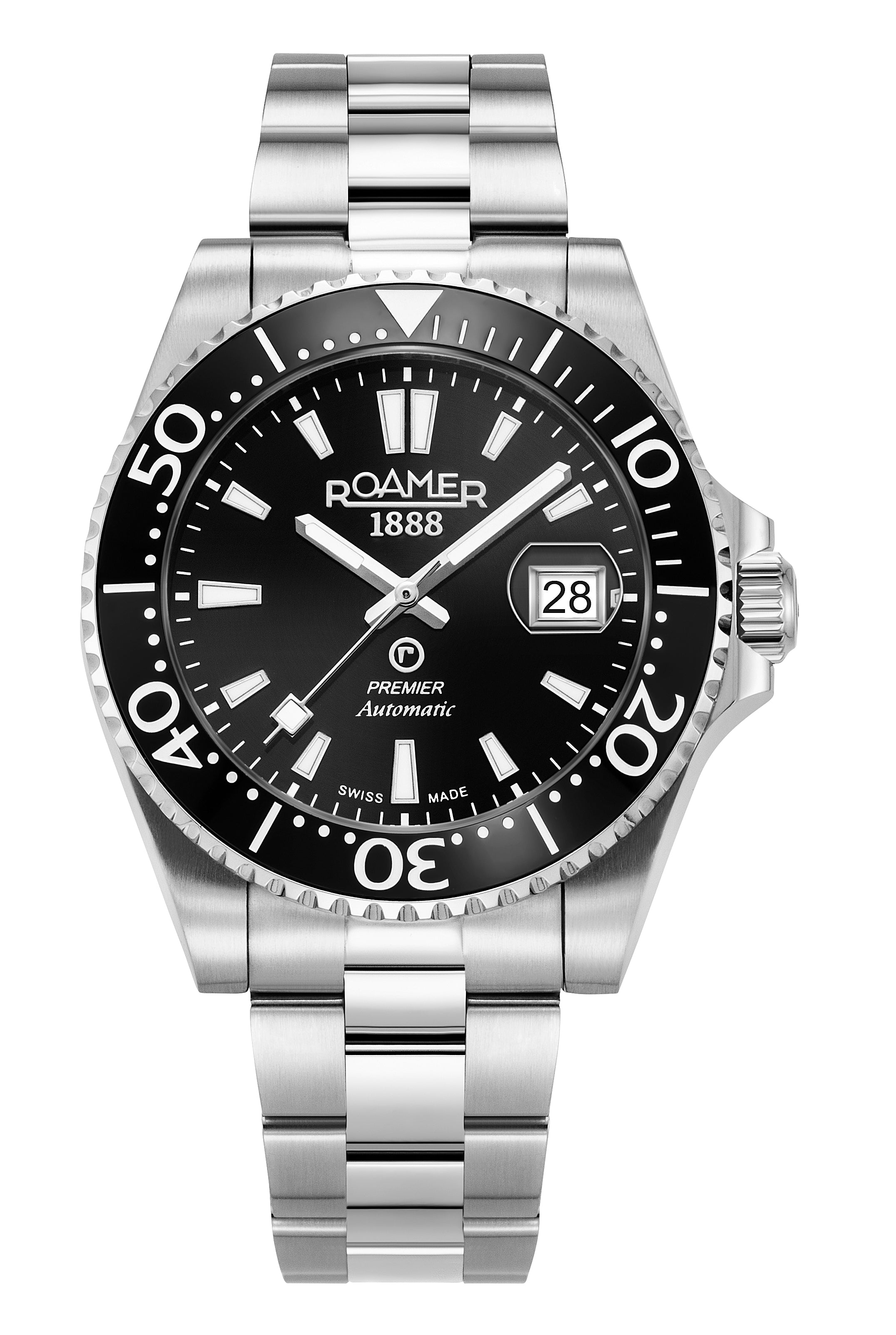 Premier 42 mm Automatic Three-Hand Date Black Sunray Dial Silver Bracelet Sapphire glass Stainless Steel swiss watch