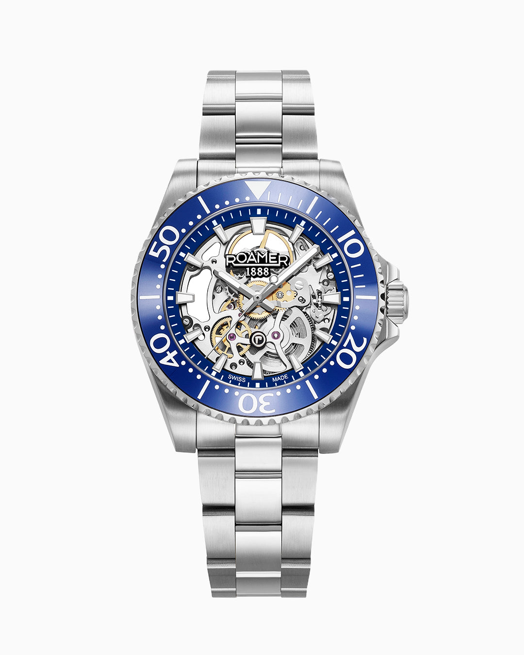 Premier Skeleton 42 mm Automatic Three-Hand Blue Dial Steel and