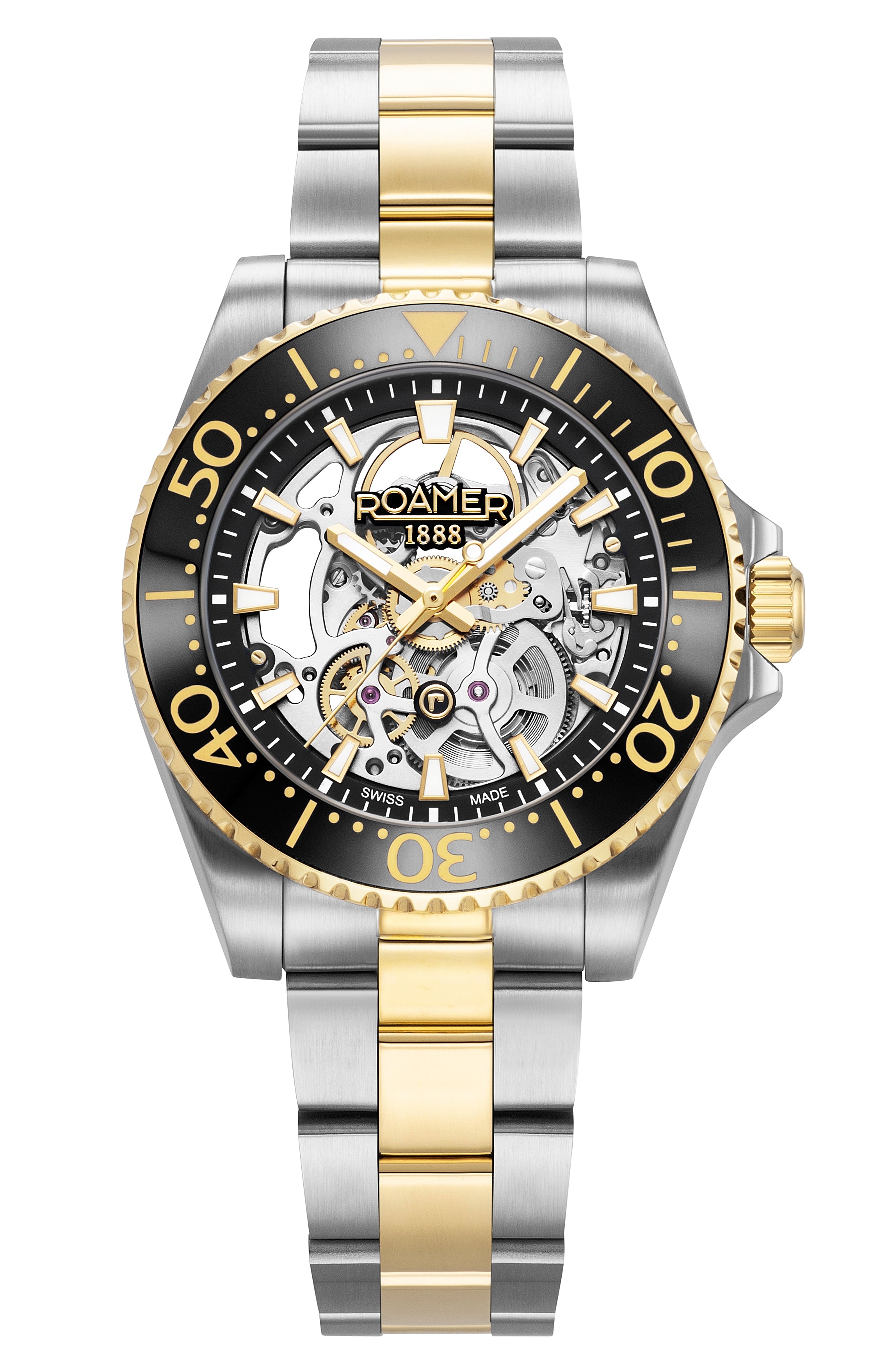Premier Skeleton 42 mm Automatic Three-Hand Black Dial Two-Tone Bracelet Sapphire glass Stainless Steel swiss watch