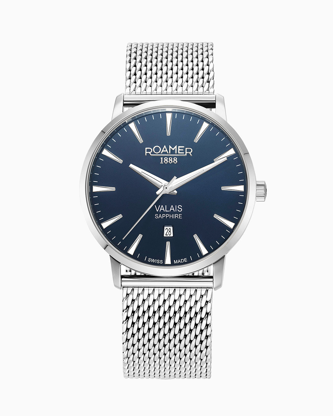 Valais Gents Interchangeable Box Set 42mm Quartz Three-Hand Date Blue Dial Blue Leather Strap Sapphire glass Stainless Steel swiss watch