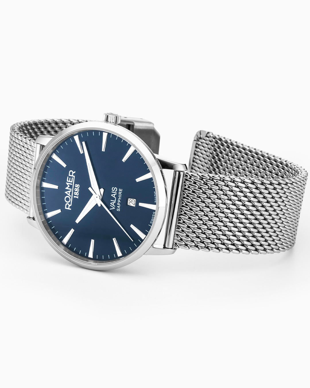Valais Gents Interchangeable Box Set 42mm Quartz Three-Hand Date Blue Dial Blue Leather Strap Sapphire glass Stainless Steel swiss watch