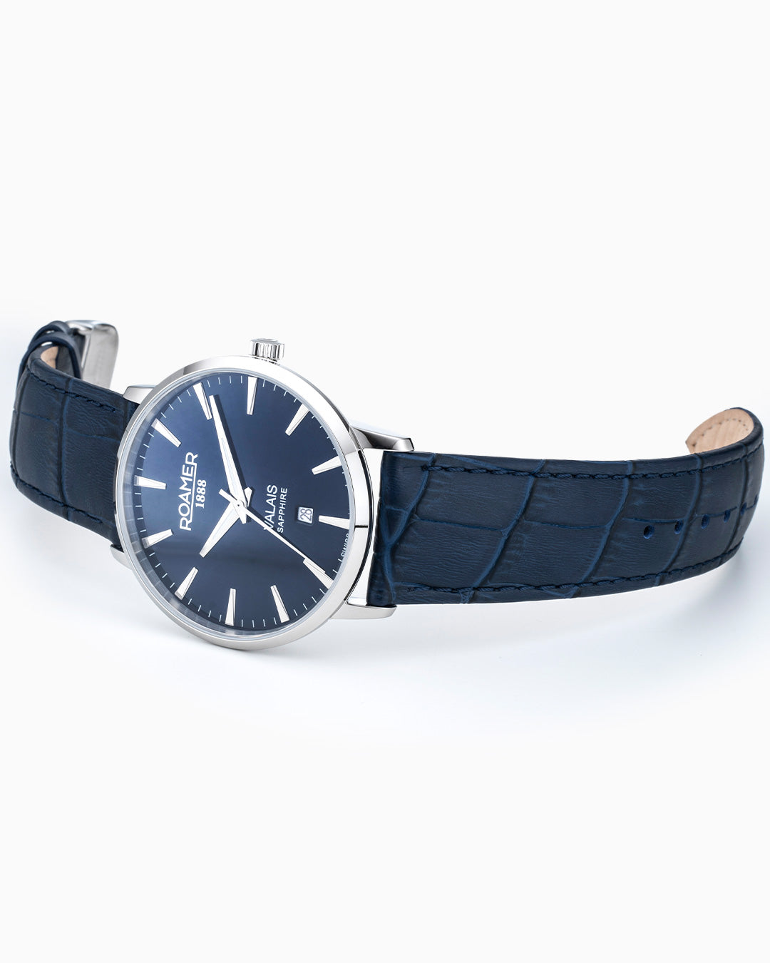Valais Gents Interchangeable Box Set 42mm Quartz Three-Hand Date Blue Dial Blue Leather Strap Sapphire glass Stainless Steel swiss watch