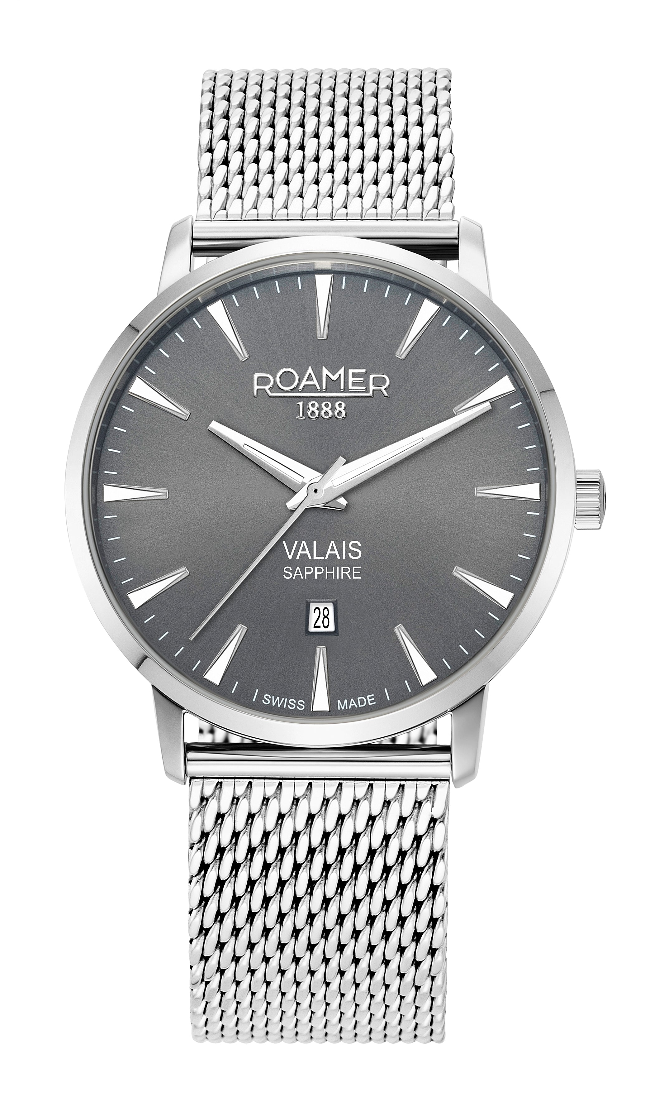 Valais Gents Interchangeable Box Set 42mm Quartz Three-Hand Date Black Leather Strap Sapphire glass Stainless Steel swiss watch