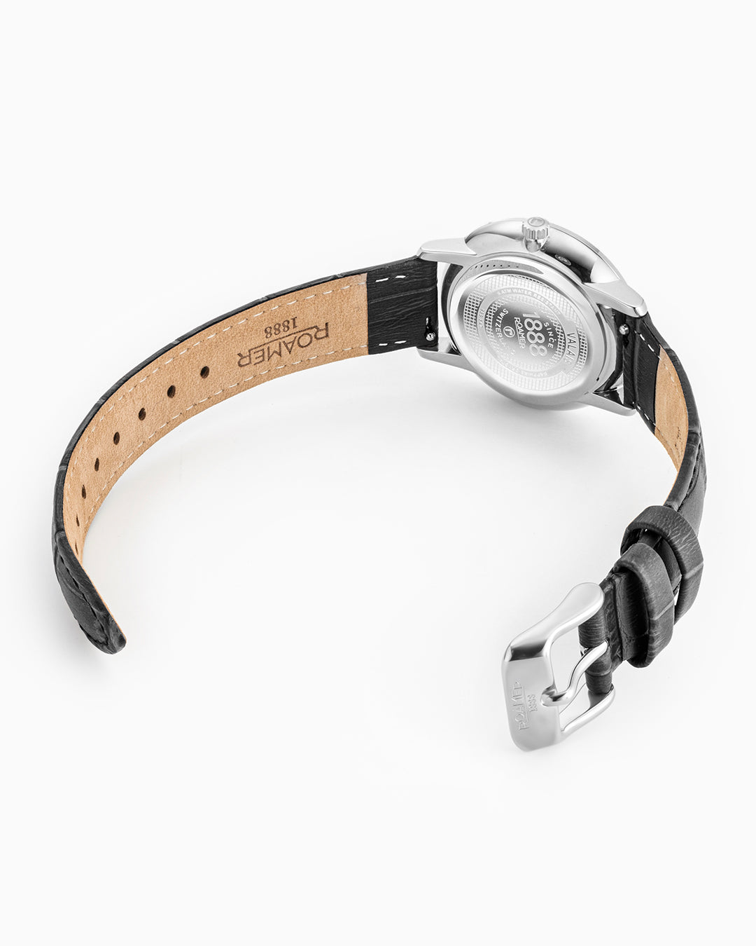 Valais Ladies Interchangeable Box Set 32mm Quartz Three-Hand Date White MOP Dial Black Leather Strap and Stainless Steel Milanaise Bracelet Sapphire glass Stainless Steel swiss watch