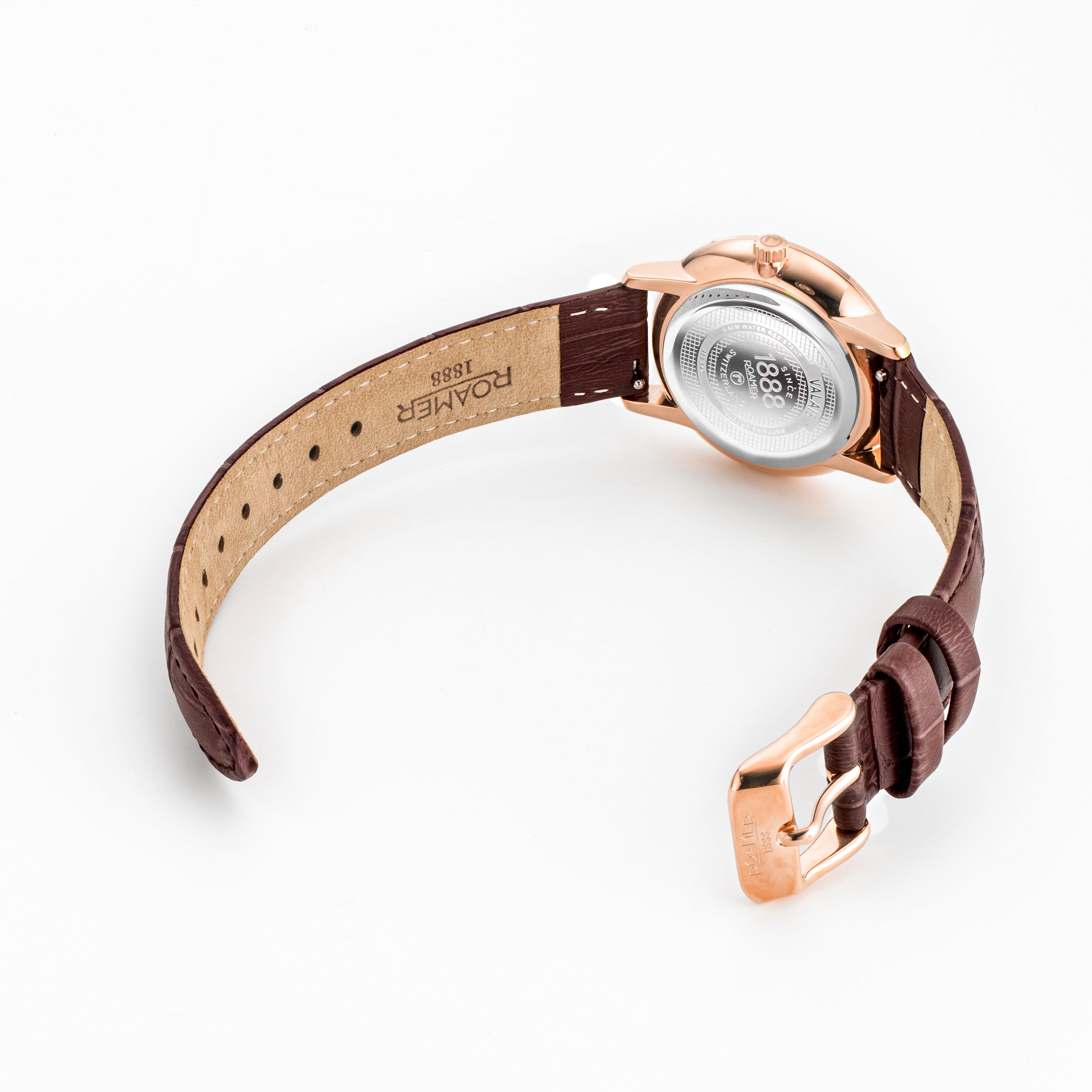 Valais Ladies Interchangeable Box Set 32mm Quartz Three-Hand Date Brown Leather Strap Sapphire glass Stainless Steel swiss watch