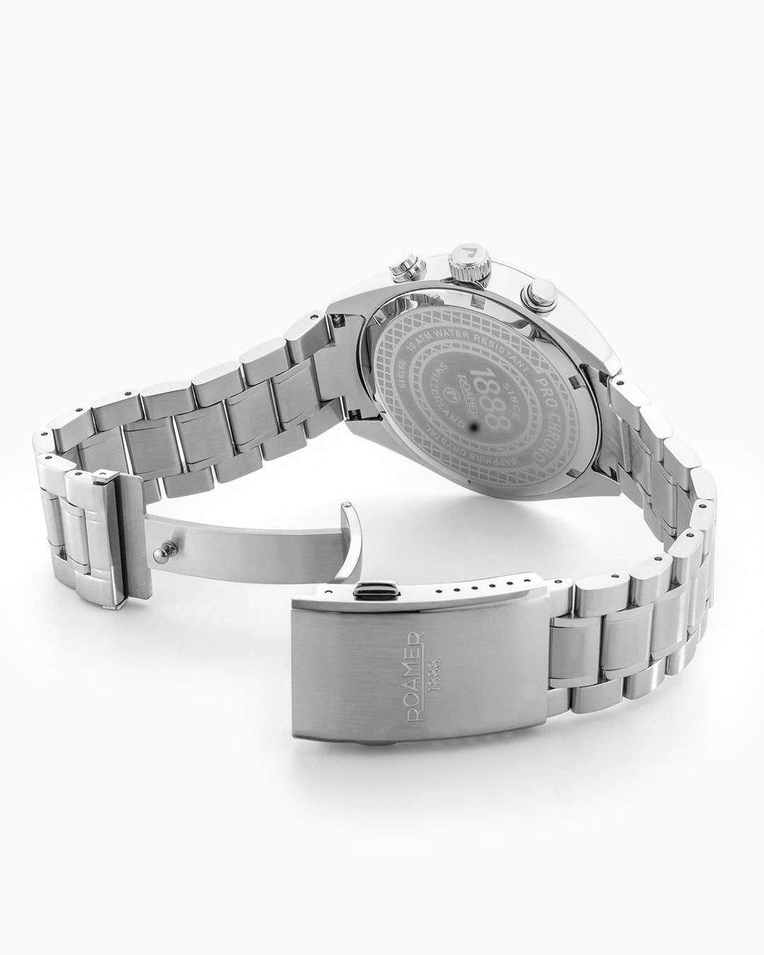 Pro Chrono 42mm Quartz Chronograph Date Black Sunray Dial Silver Bracelet Sapphire glass Stainless Steel swiss watch