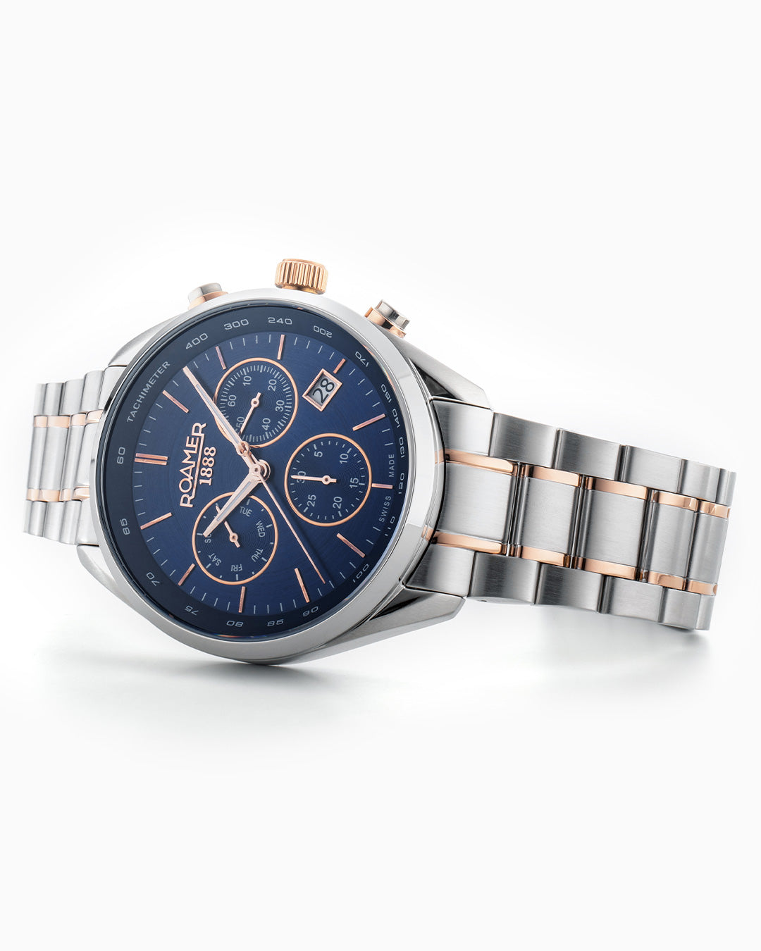 Pro Chrono 42mm Quartz Chronograph Date Blue Sunray Dial Two-Tone Bracelet Sapphire glass Stainless Steel swiss watch