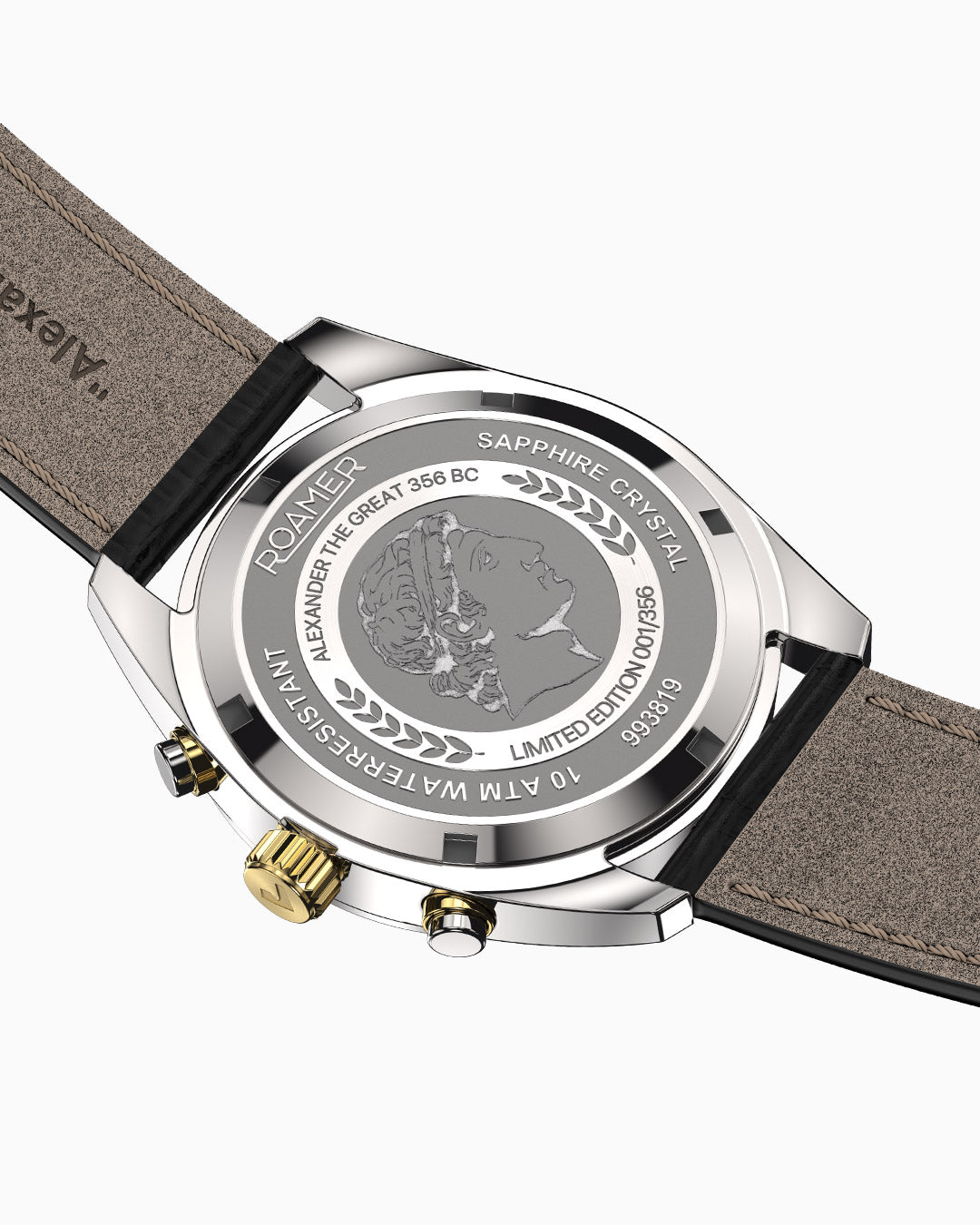 Pro Chrono 42mm Alexander The Great Edition Quartz Chronograph Date Black Dial Two-Tone Bracelet Leather Strap Sapphire Glass Stainless Steel Swiss Watch