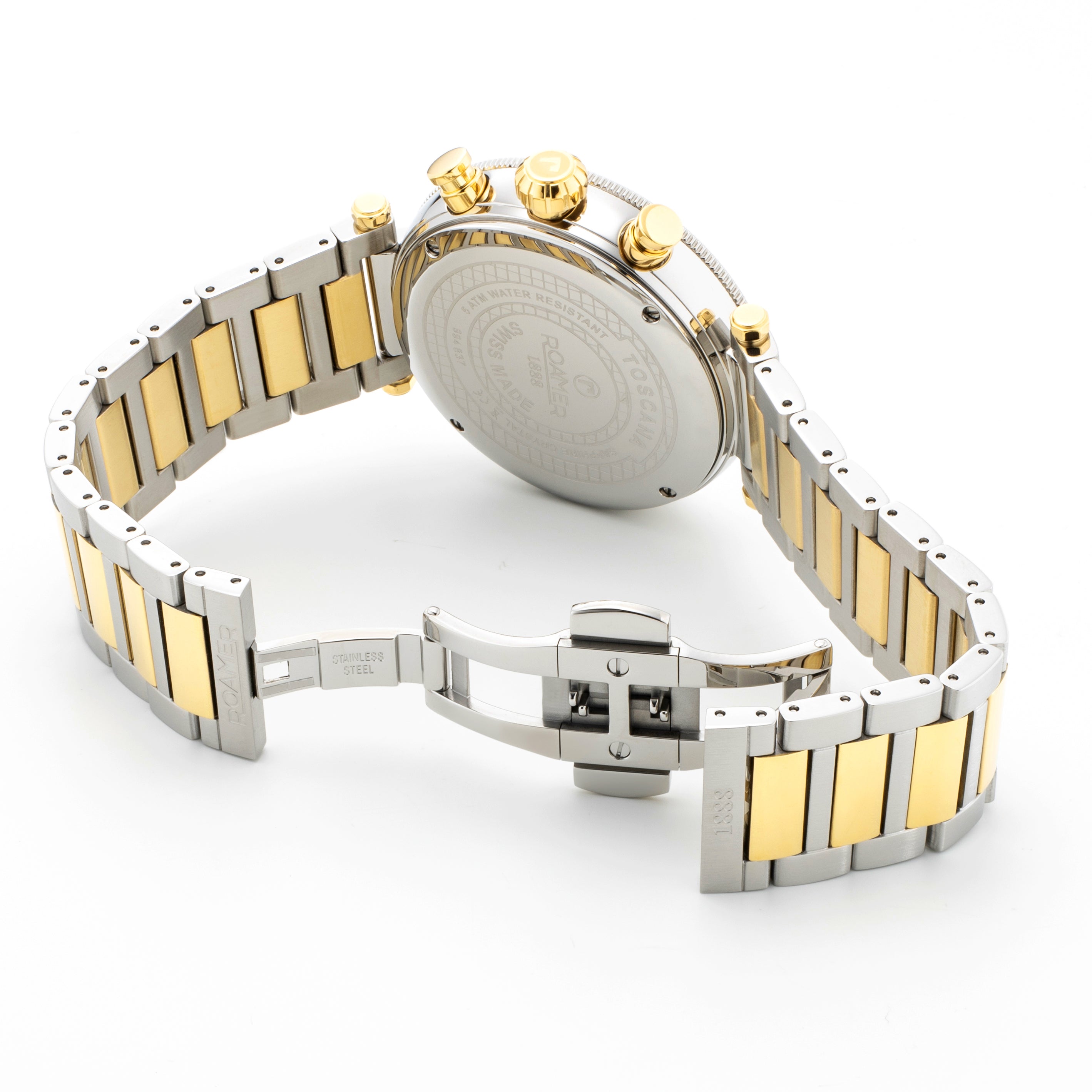 Toscana 43mm Chronograph Date White Dial Silver Tone Bracelet Sapphire glass Stainless Steel swiss watch