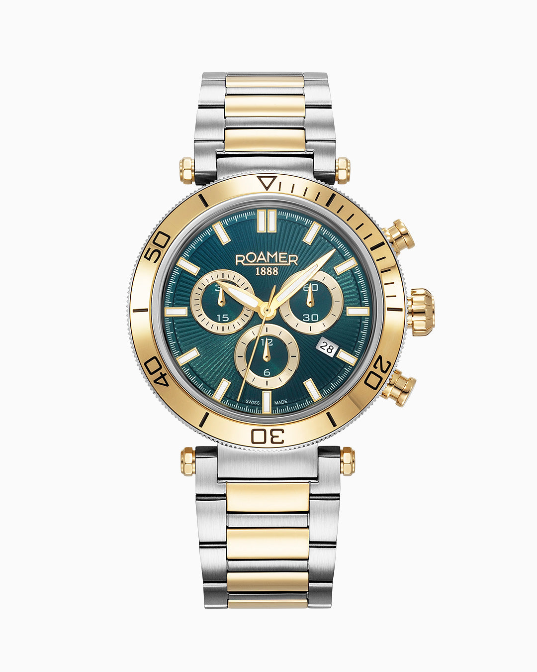 Toscana 43mm Chronograph Date Green Dial Gold-Silver Tone Bracelet Sapphire glass Stainless Steel swiss watch