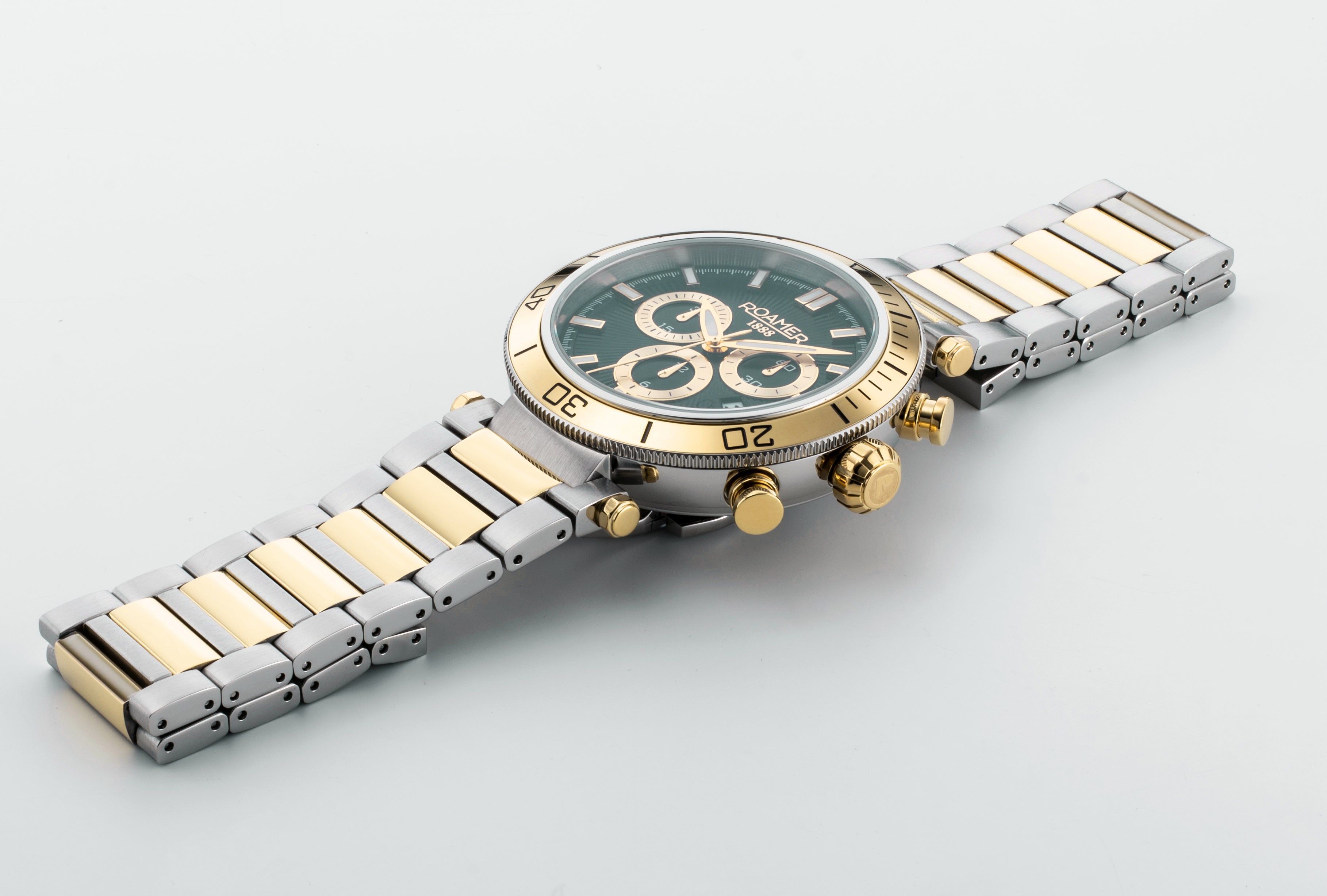 Toscana 43mm Chronograph Date Green Dial Gold-Silver Tone Bracelet Sapphire glass Stainless Steel swiss watch
