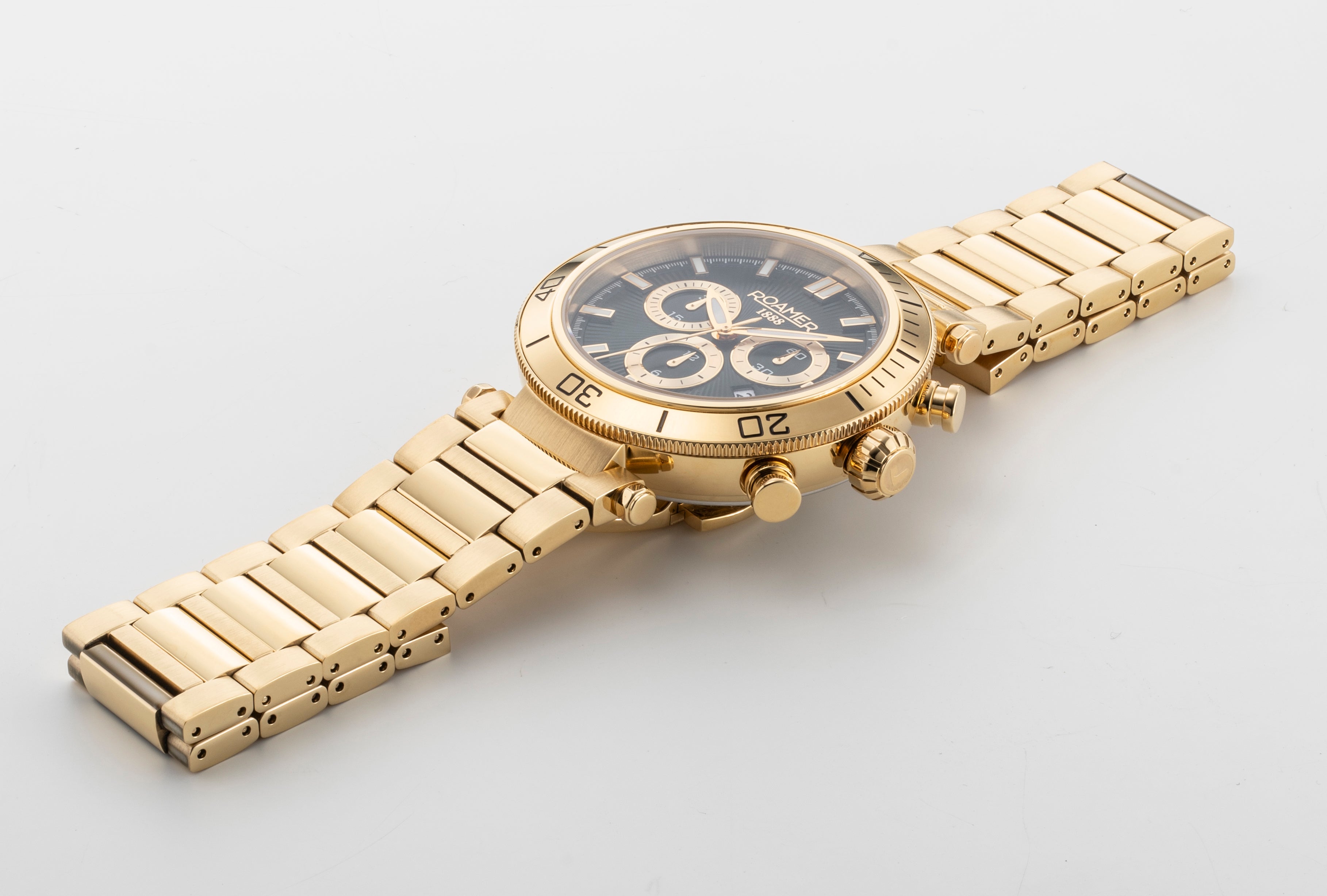 Toscana 43mm Chronograph Date Green Dial Gold Tone Bracelet Sapphire glass Stainless Steel swiss watch