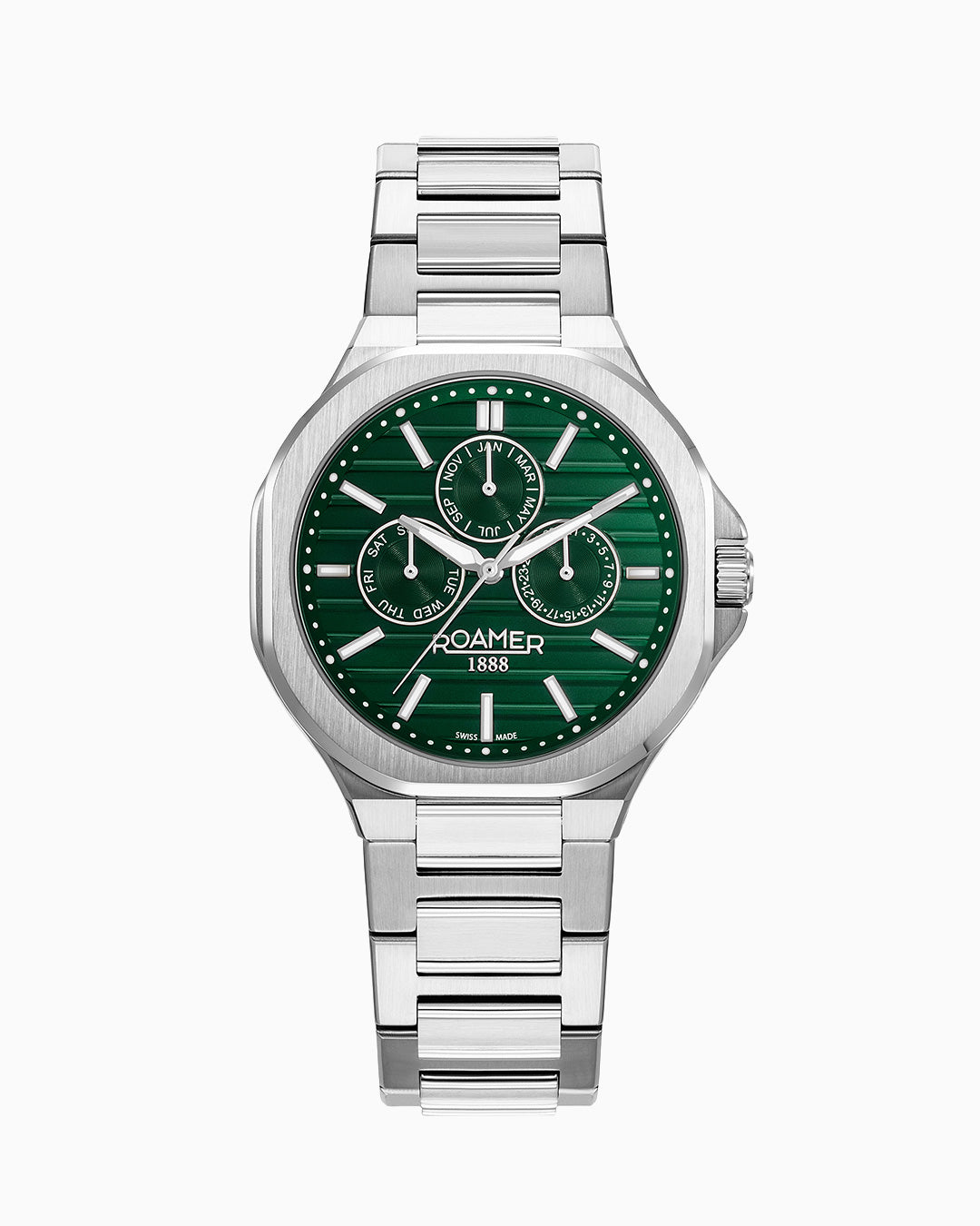 Spirit of Time 42x45mm Three-Hand Green Dial Silver Tone Bracelet Sapphire glass Stainless Steel swiss watch