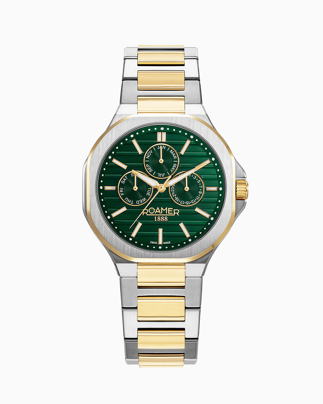 Spirit of Time 42x45mm Three-Hand Green Dial Gold-Silver Tone Bracelet Sapphire glass Stainless Steel swiss watch