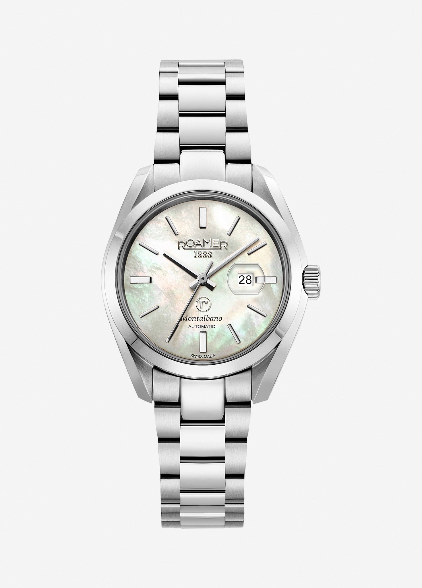 Montalbano Ladies 31mm Automatic Three-Hand Date Silver Bracelet Sapphire glass Stainless Steel swiss watch