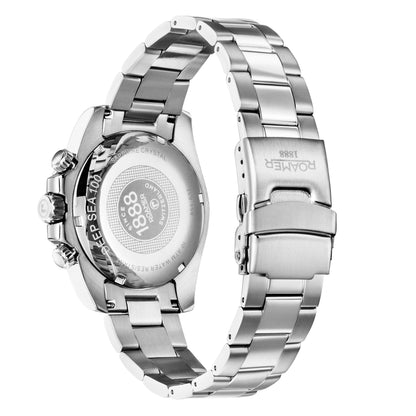 Deep Sea 100 41mm Chronograph Date Blue Dial Silver Bracelet Sapphire glass Stainless Steel swiss watch