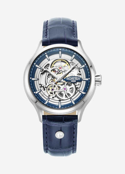 Competence Skeleton IV 43 mm Automatic Three-Hand Blue Leather Strap Sapphire glass Stainless Steel swiss watch