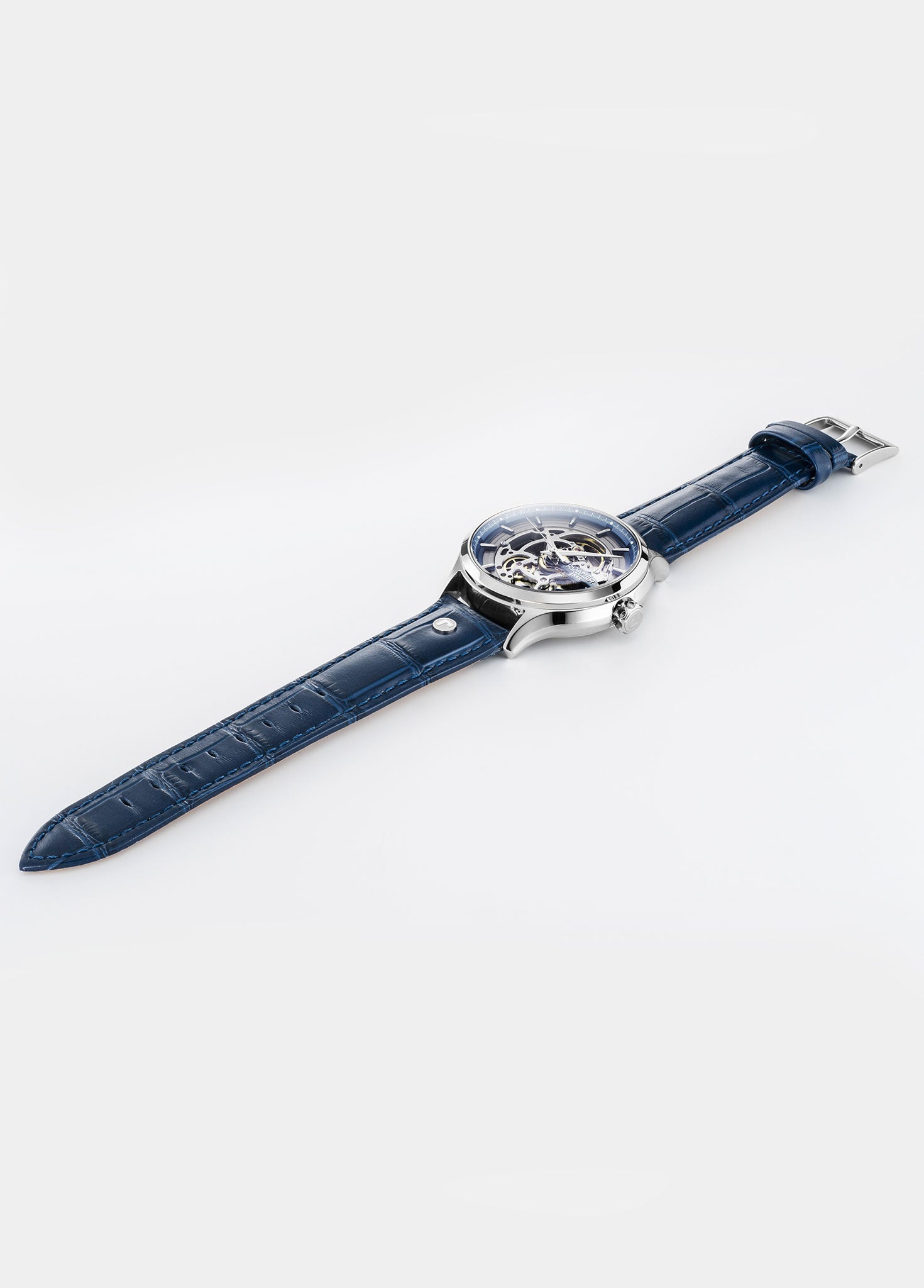 Competence Skeleton IV 43 mm Automatic Three-Hand Blue Leather Strap Sapphire glass Stainless Steel swiss watch