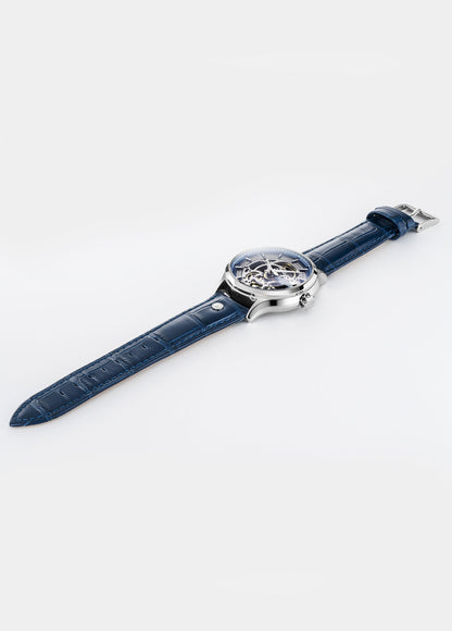 Competence Skeleton IV 43 mm Automatic Three-Hand Blue Leather Strap Sapphire glass Stainless Steel swiss watch