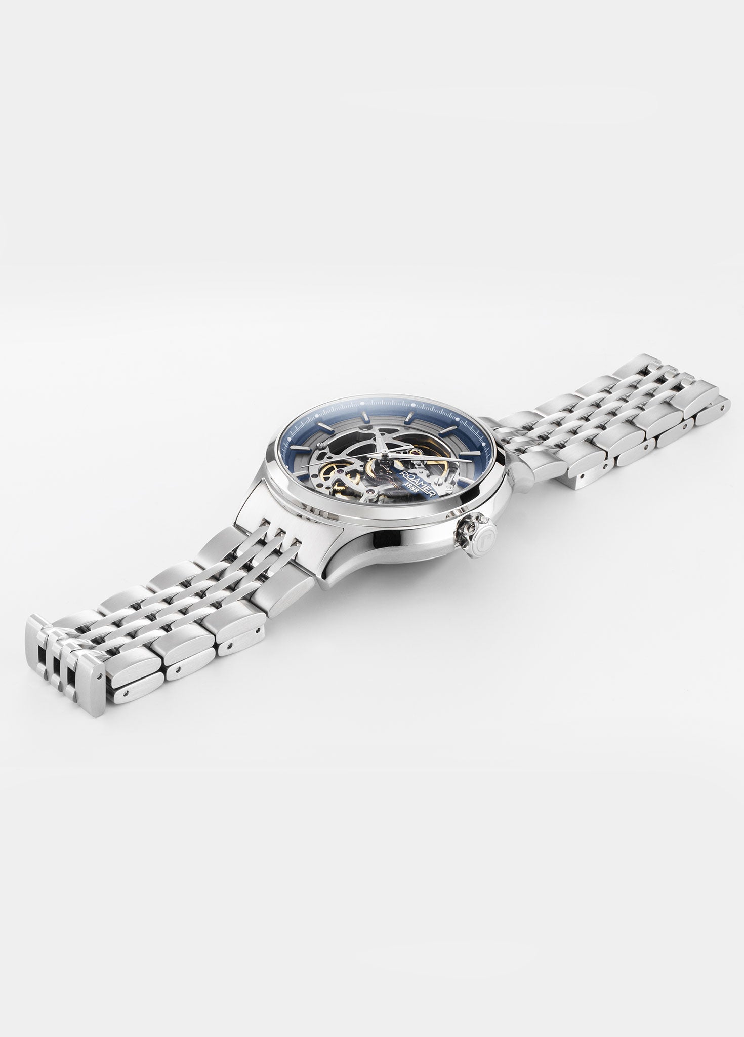 Competence Skeleton IV 43 mm Automatic Three-Hand Blue Dial Silver Bracelet Sapphire glass Stainless Steel swiss watch