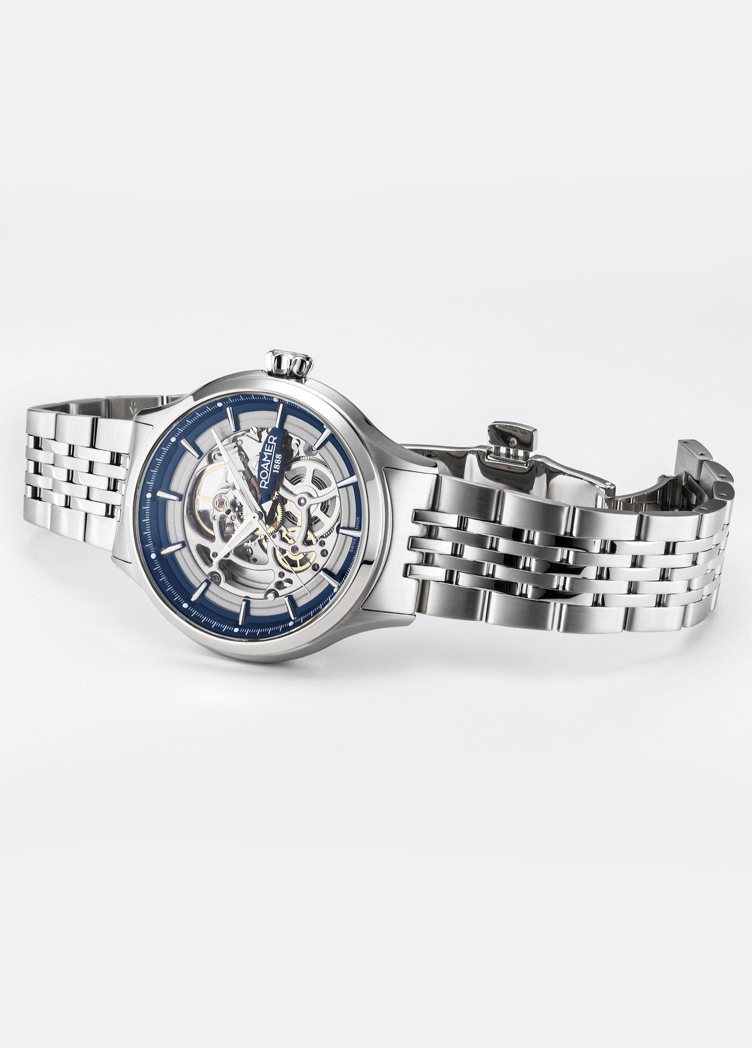 Competence Skeleton IV 43 mm Automatic Three-Hand Blue Dial Silver Bracelet Sapphire glass Stainless Steel swiss watch