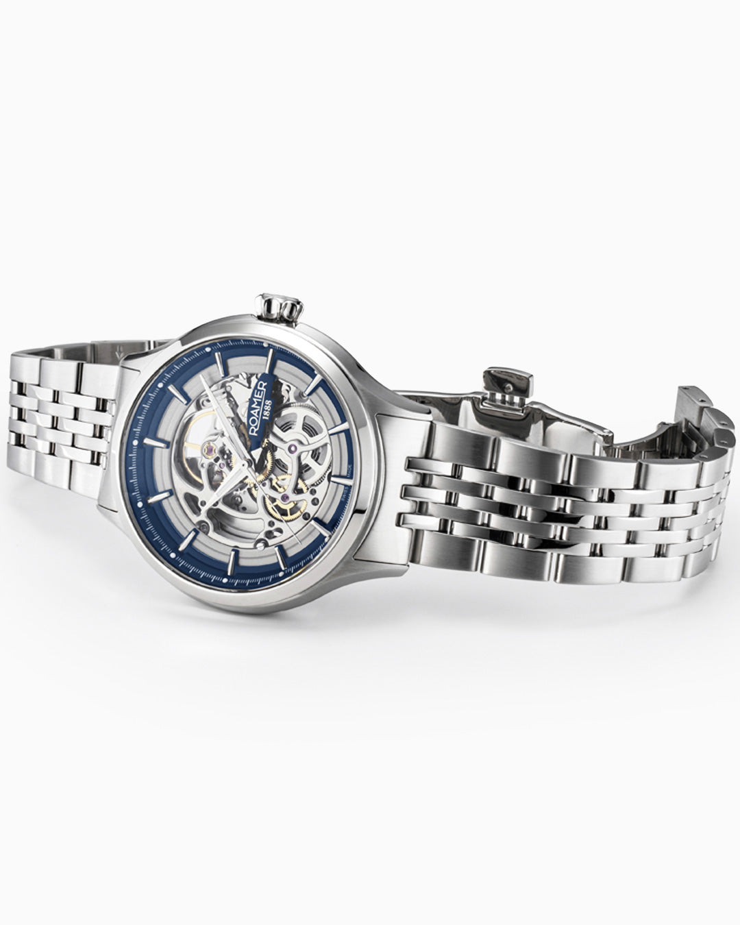 Competence Skeleton IV 43 mm Automatic Three-Hand Blue Dial Silver Bracelet Sapphire glass Stainless Steel swiss watch