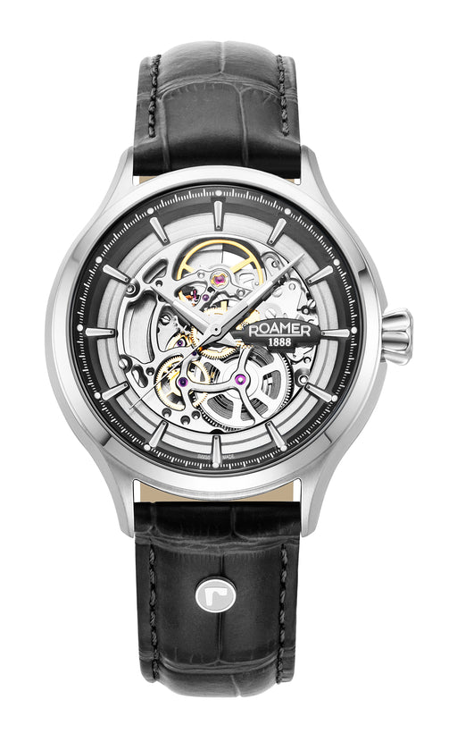 Competence Skeleton IV 43 mm Automatic Three-Hand Black Leather Strap Sapphire glass Stainless Steel swiss watch