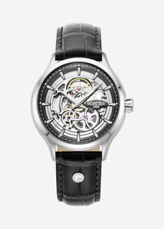 Competence Skeleton IV 43 mm Automatic Three-Hand Black Leather Strap Sapphire glass Stainless Steel swiss watch