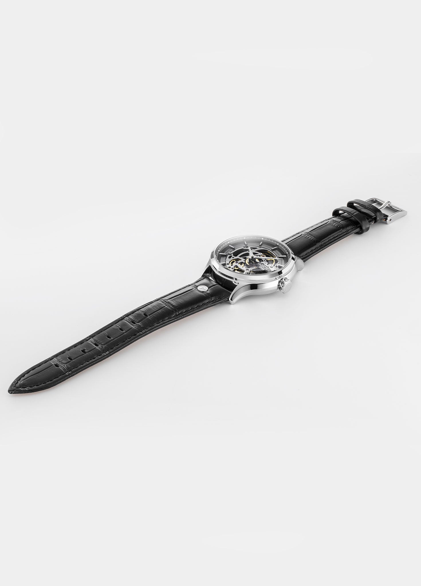 Competence Skeleton IV 43 mm Automatic Three-Hand Black Leather Strap Sapphire glass Stainless Steel swiss watch