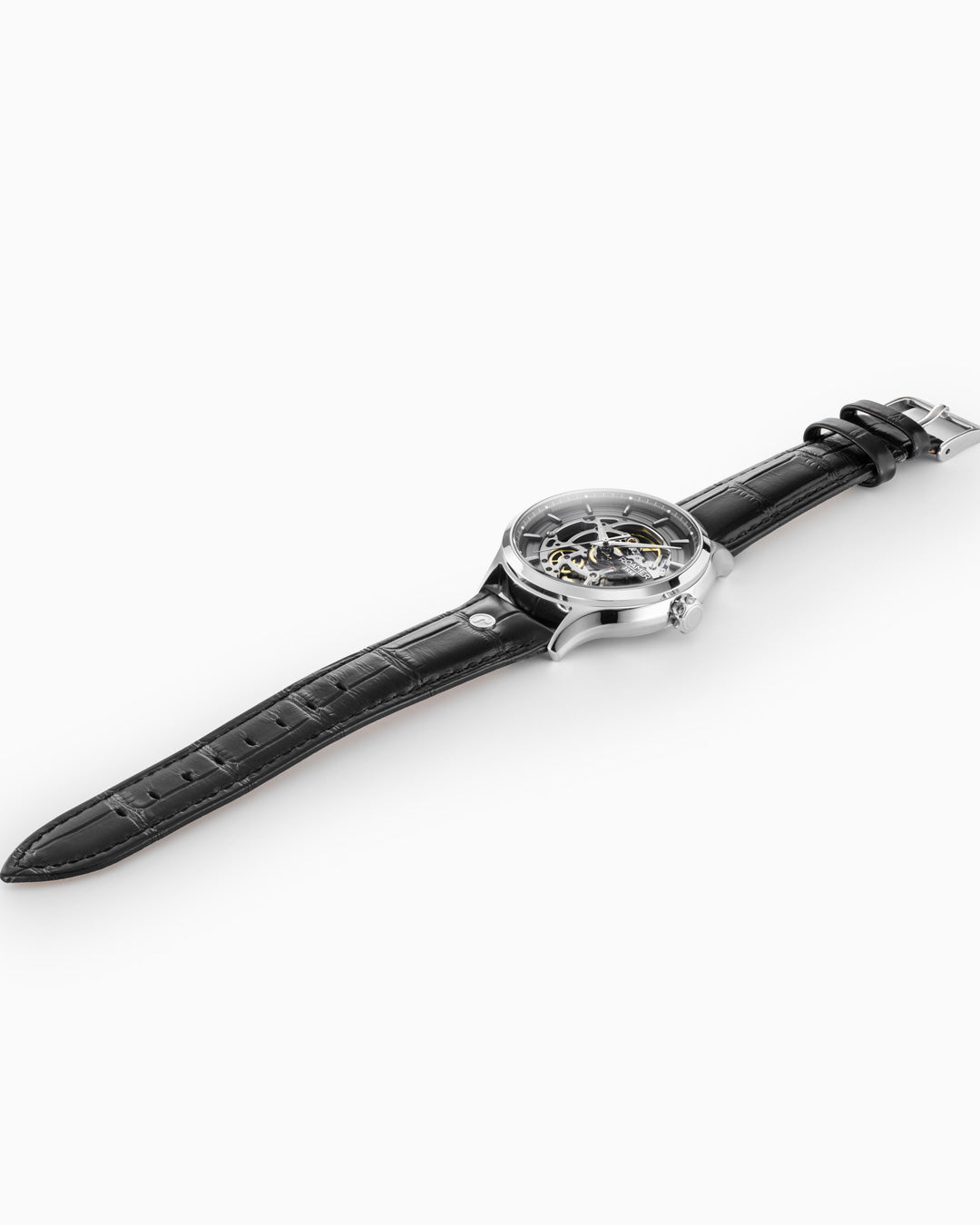 Competence Skeleton IV 43 mm Automatic Three-Hand Black Leather Strap Sapphire glass Stainless Steel swiss watch