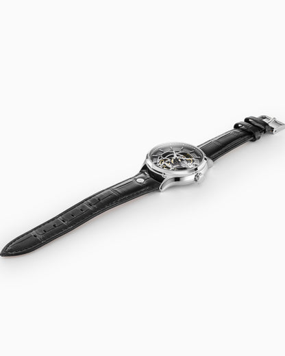 Competence Skeleton IV 43 mm Automatic Three-Hand Black Leather Strap Sapphire glass Stainless Steel swiss watch