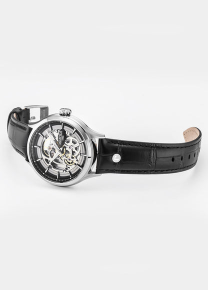 Competence Skeleton IV 43 mm Automatic Three-Hand Black Leather Strap Sapphire glass Stainless Steel swiss watch