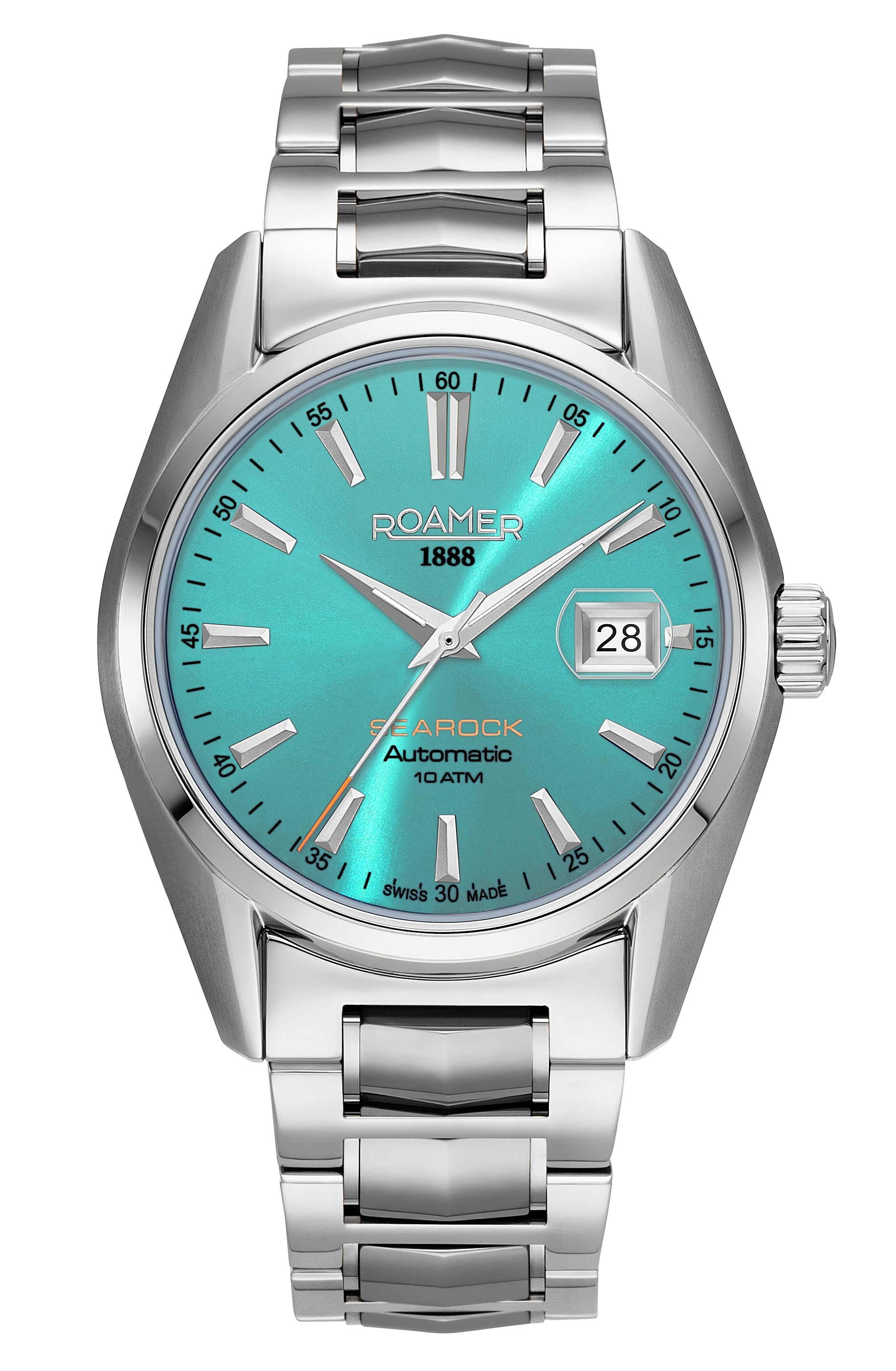 Searock Automatic 42 mm Automatic Three-Hand Date Sky Blue Dial Silver Bracelet Sapphire glass Stainless Steel swiss watch