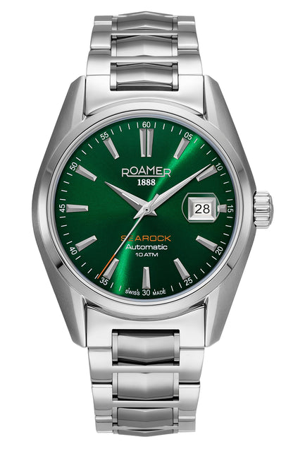 Searock Automatic 42 mm Automatic Three-Hand Date Green Dial Silver Bracelet Sapphire glass Stainless Steel swiss watch